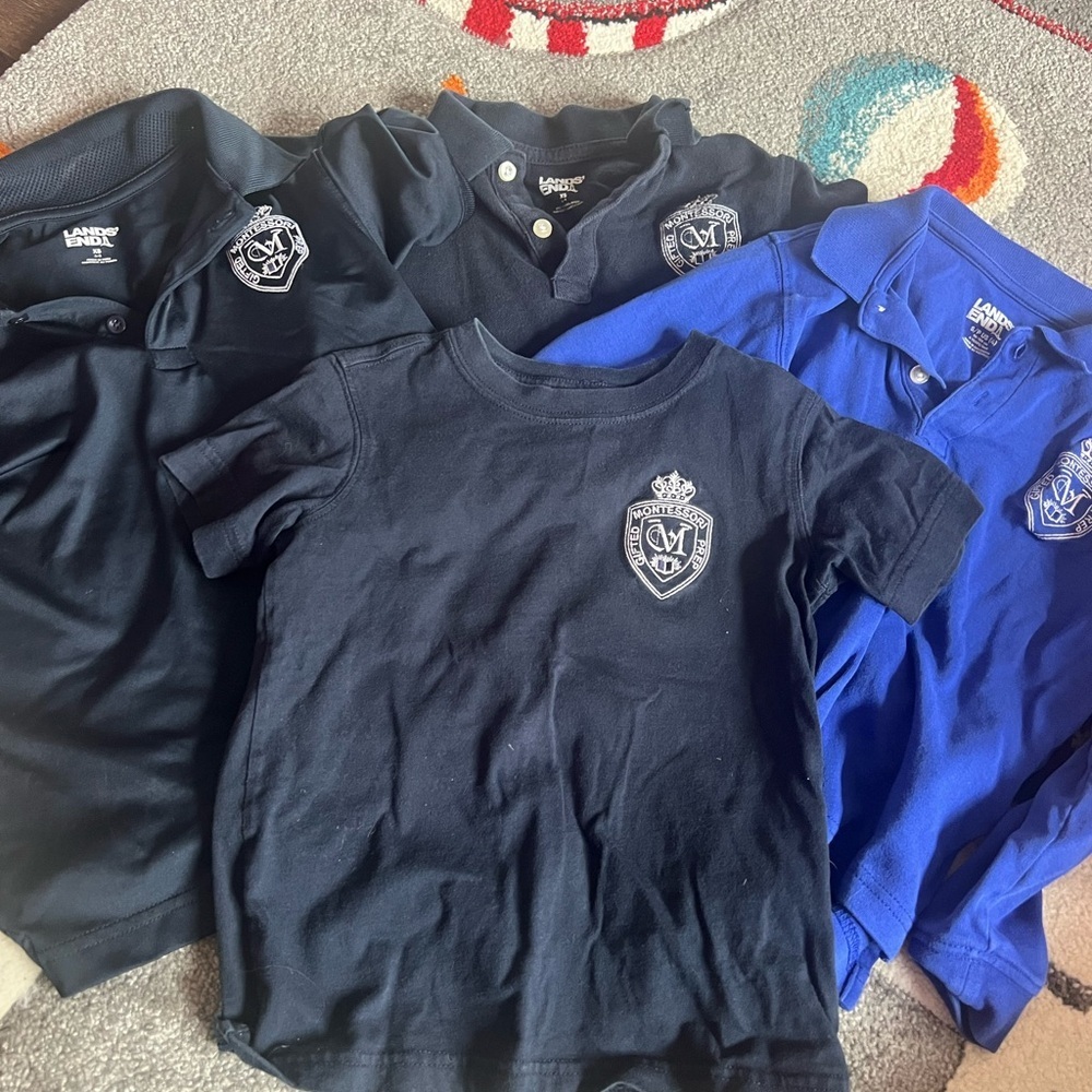 Navy & Blue Kids Polo Shirts Bundle - Montessori Gifted Prep School Uniform